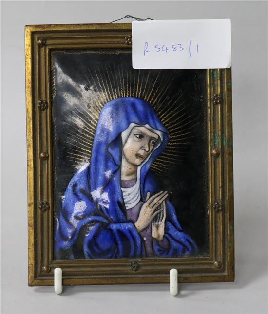 A Limoges enamel on copper icon 10.5 x 8cm.